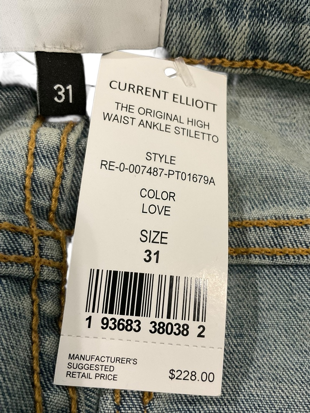 Current/Elliott Original High Waist Ankle Stiletto Light Blue Jeans Size 31 - Picture 5 of 9